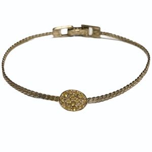 Vintage Goldette NY silver pavé stone charm bracelet